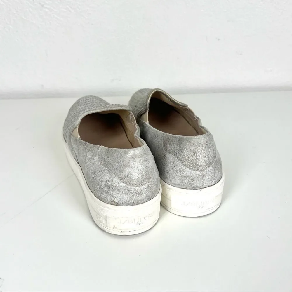 J Slides ‘Halsey’ Leather Gray Slip-On Platform Sneakers